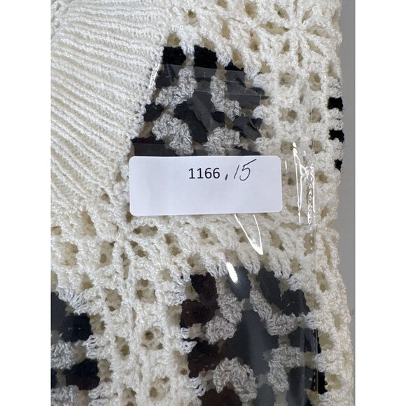 Crochet Knit Sweater By POL Floral Pattern Black & White Medium Cottagecore - Picture 10 of 10